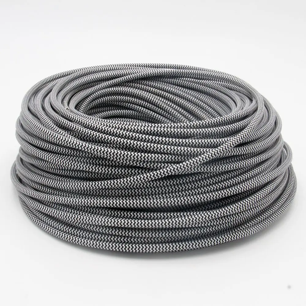 250V 3 Wire Fabric Textile Braided Electrical Wire Cable Colorful Flex Power Cord For Vintage Pendant Light