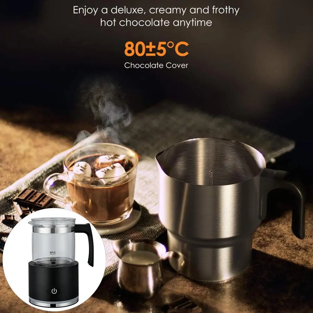 700ml Detachable Automatic Electric Milk Frother Heat Foam Maker Coffee Egg Cream Stirring Blender Stainless Steel Cup Glass EU