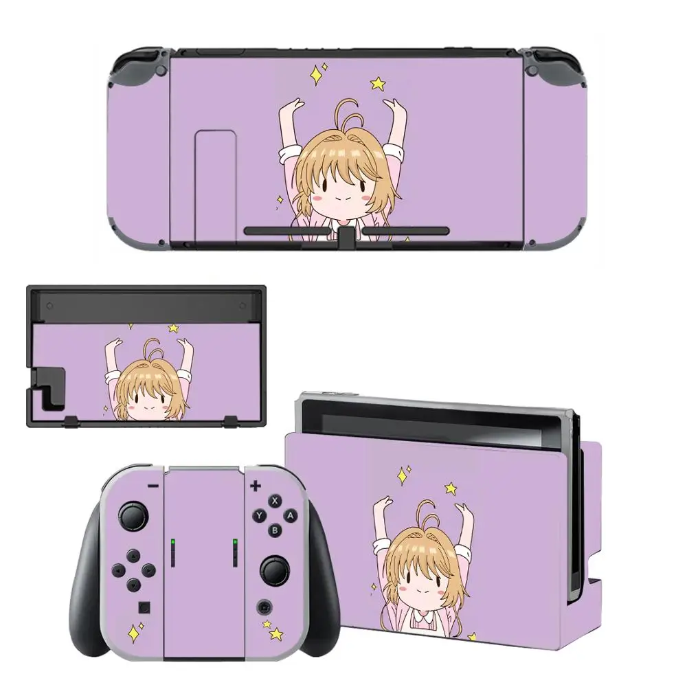 Protetor de pele de vinil adesivo cartão captor sakura skins para nintendo switch ns console + controlador suporte doca adesivos