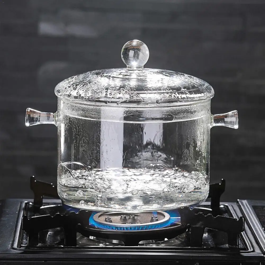 Hot Heat Resistant Borosilicate Glass Soup Pot Stockpot Transparent Soup Cooker Boil Water Instant Noodles Porridge Cooker Stock