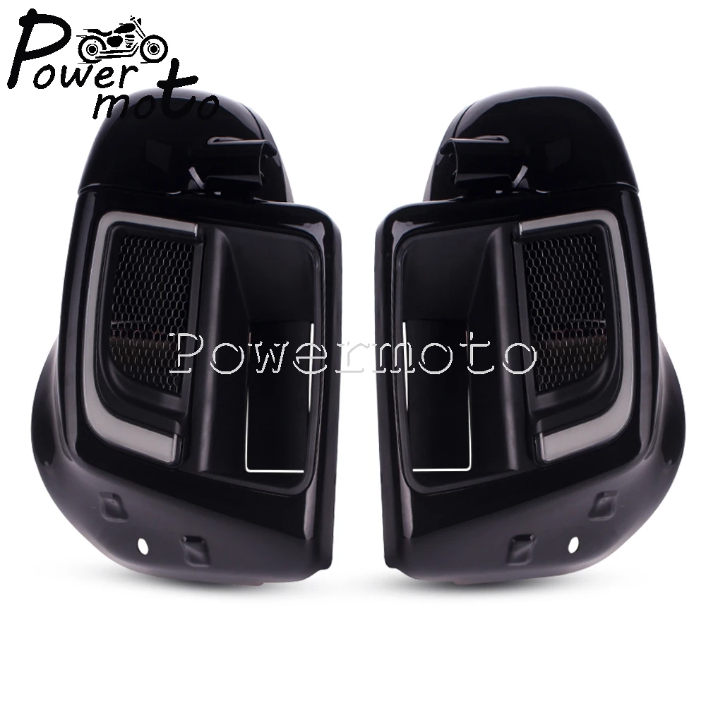 LED Light Lower Vented Fairing Leg Speaker Box For Harley Road King Street Electra Glide Ultra Classic CVO Limited Freewheeler