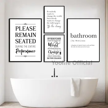 Vtipné koupelnové cedule, plátno a plakát, nechat to sračky jít, citát, toaletní umění pro muže, malba na zeď, koupelnová dekorace 6 nejlepší prodej Vtipné obrazy na toaletě - №4