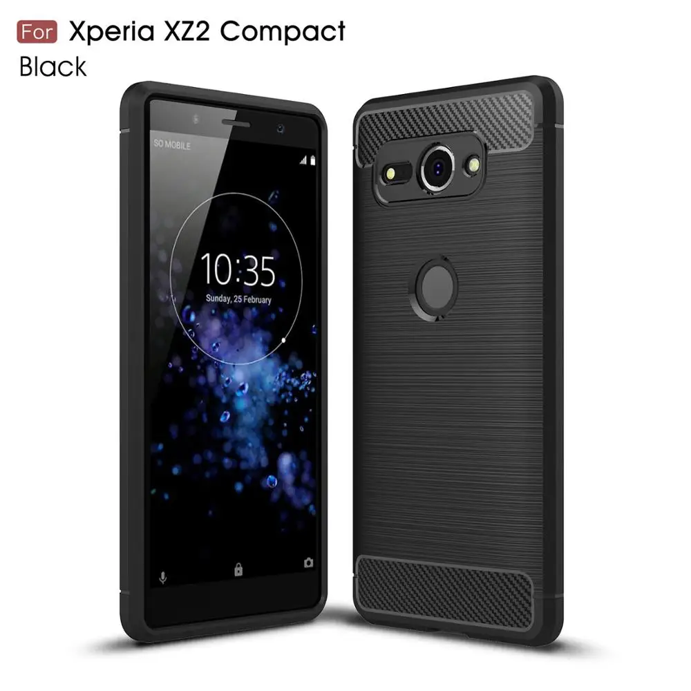 For Sony Xperia XZ2 Compact Case Carbon Fiber Anti-Knock Phone Cover Soft Silicon Phone For Sony XZ2 Compact TPU Anti fall Cover