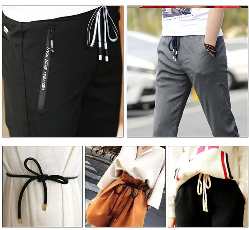 1Pc Sweatpants Drawstring Strap with Metal Head, Sports Pants Rope, Cotton Thread Belt, Hoodies Accessories, DIY Sewing R-3,