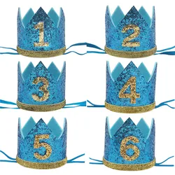 1Pcs blue 1 2 3 4 5 6 Years boy Birthday Crown Headband kids Birthday Party Baby Shower Decoration 1st 2nd 3th 4th birthday hat