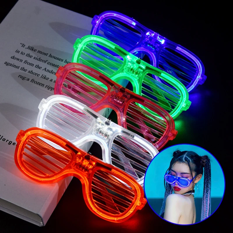 Adult Kids LED Glasses Light Party Sunglasses Mardi Gras Glow In Dark Shutter Shades Neon Flash Christmas Birthday