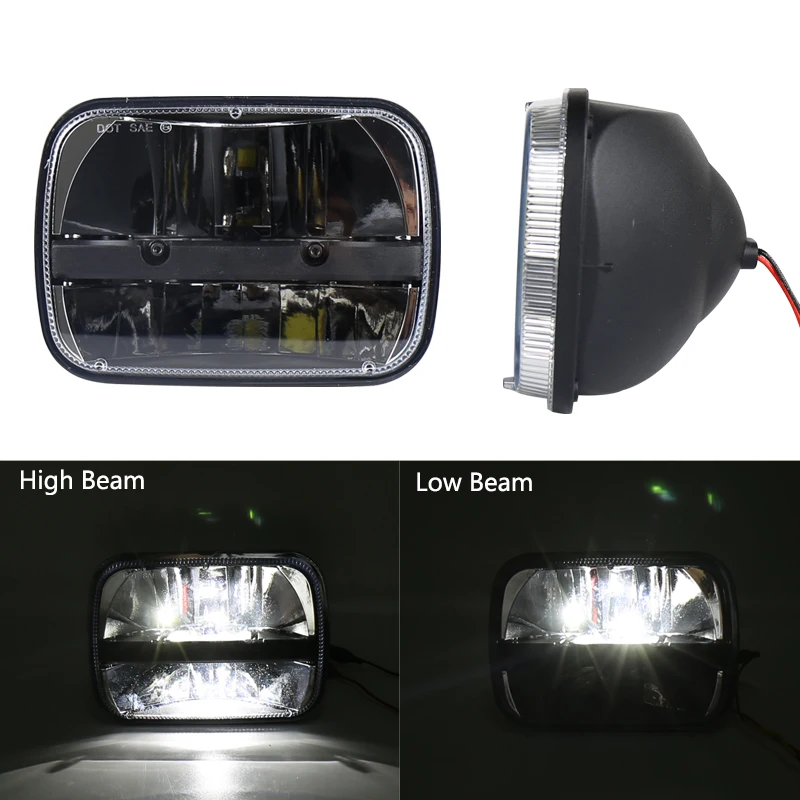 OVOVOS Rectangular 5x7 Inch LED Headlight For Jeep Wrangler YJ Cherokee XJ Kenworth T300 1997-2010 Replacement H6054 H5054