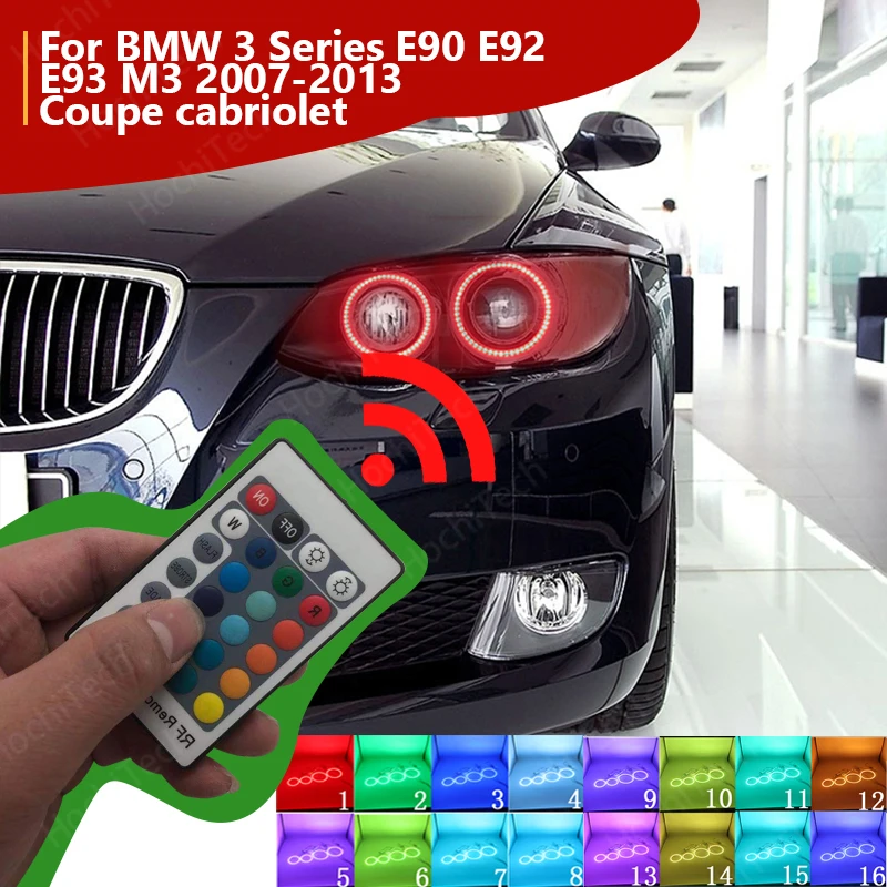 Multi-Color Ultra bright RGB LED Angel Eyes kit with RF remote For BMW 3 Series E90 E92 E93 M3 2007-2013 Coupe cabriolet