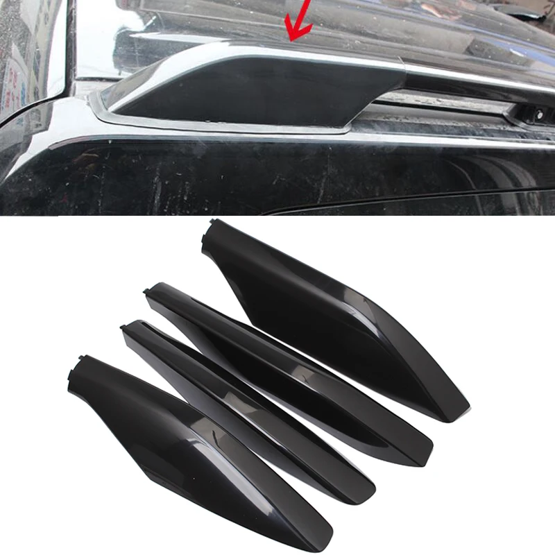 Black ABS Roof Rack Bar Rail End Protection Cover Shell 4PCS For Toyota Land Cruiser Prado Fj120 2003-2005 2006 2007 2008 2009