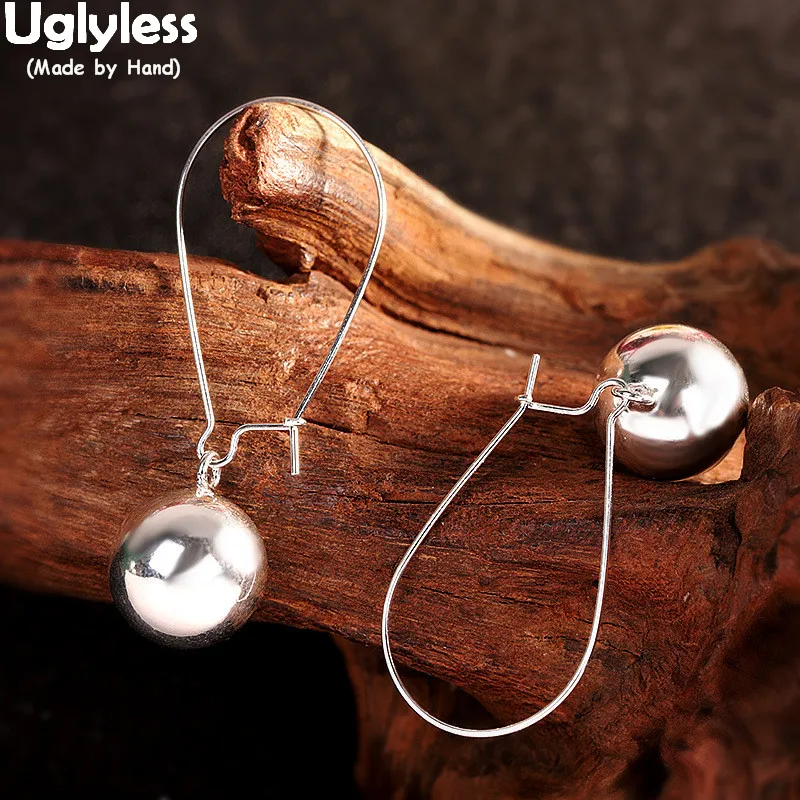 

Uglyless Glossy Silver Balls Earrings for Women Forever Chic Jewelry Simple Fashion Classic Brincos Bijoux 925 Silver Earrings