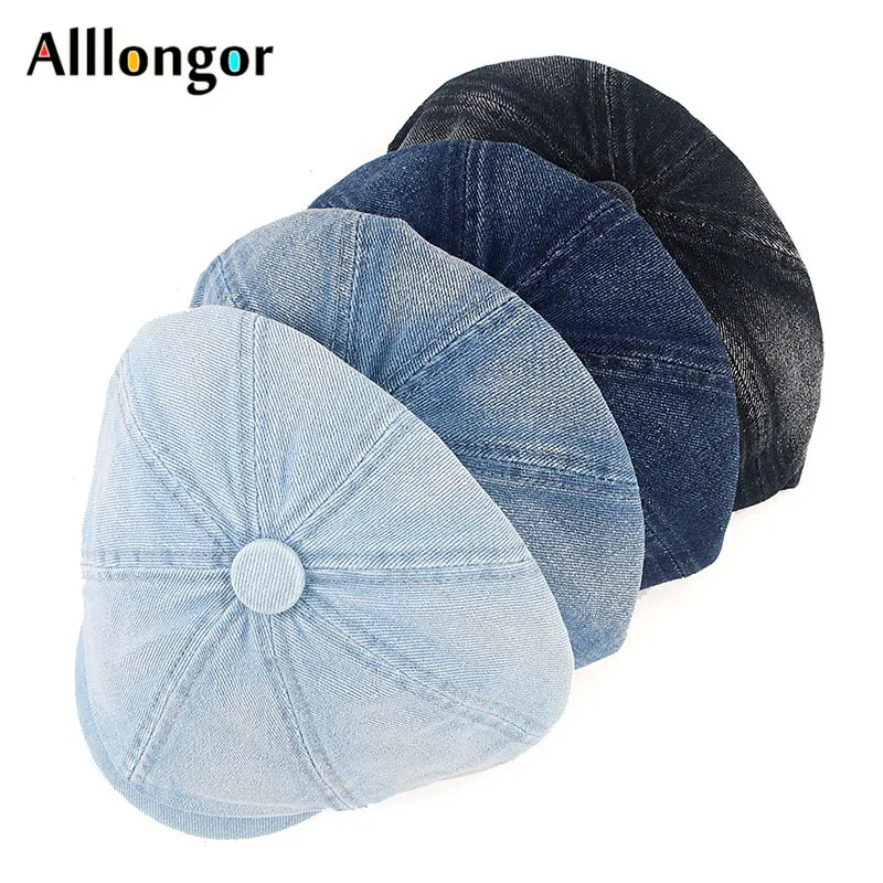 Denim Beret Hat Men Women Unisex 2024 Casual Spring Fashion Octagonal Hats Boina Masculina Reaky Blinder Newsboy Cap