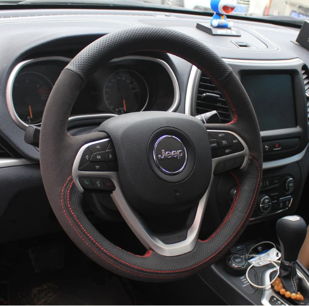

For JEEP Compass Wrangler Grand Cherokee Renegade Cherokee DIY Customized Leather Steering Wheel Cover Auto Accessories