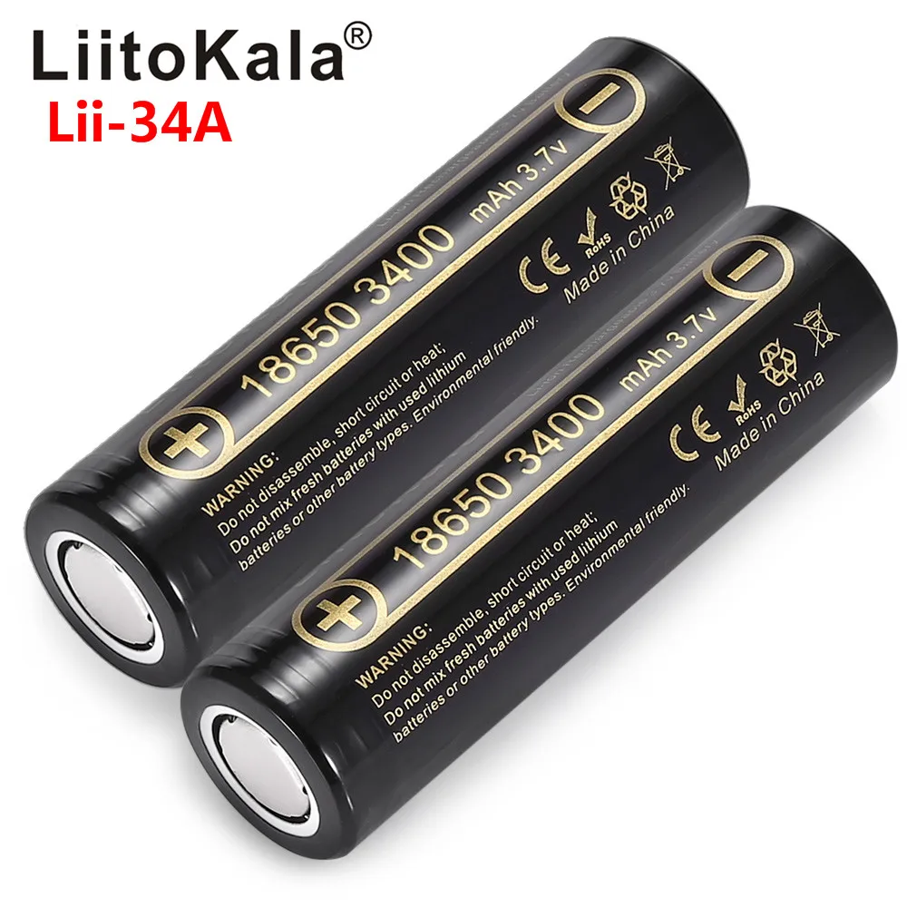 LiitoKala Lii-34A 18650 3400mah 3.7 v 3400mah 18650 Lithium Rechargeable Battery For Flashlight batteries