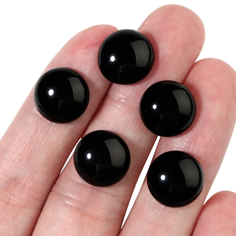 Xinyao 10Pcs  4mm 6mm 8mm 10mm 12mm Black Agate Stone Cabochon for DIY Jewerly Making