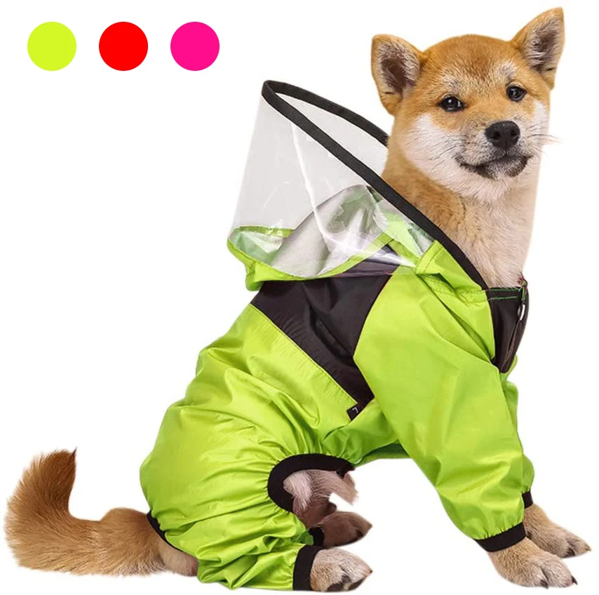 Pet Dog Raincoat The Dog Face Pet Clothes Jumpsuit Waterproof Dog Jacket Dogs Water Resistant Clothes for Dogs Pet Coat