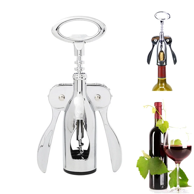 

1 pc Portable Stainless Steel Red Wine Opener Wing Type Metal Wine Corkscrew Bottle Openers Corkscrews Wine Cork Remover