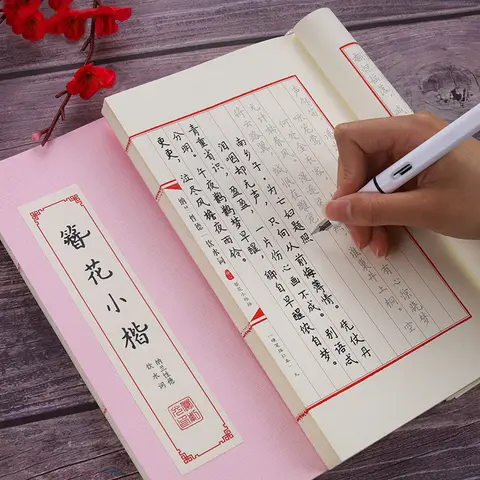 책 중국어 한자 서예 재사용 가능한 하드 펜 연습 지울 수있는 Hanzi 카피 북 배우기 성인 미술 쓰기 노트 Livros Book
