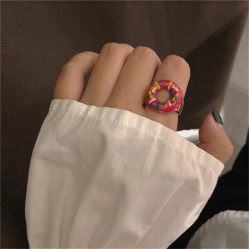 Film And Television The Same Cute Donut Ring Ins Net Celebrity Open Fashion Bungee Ring
