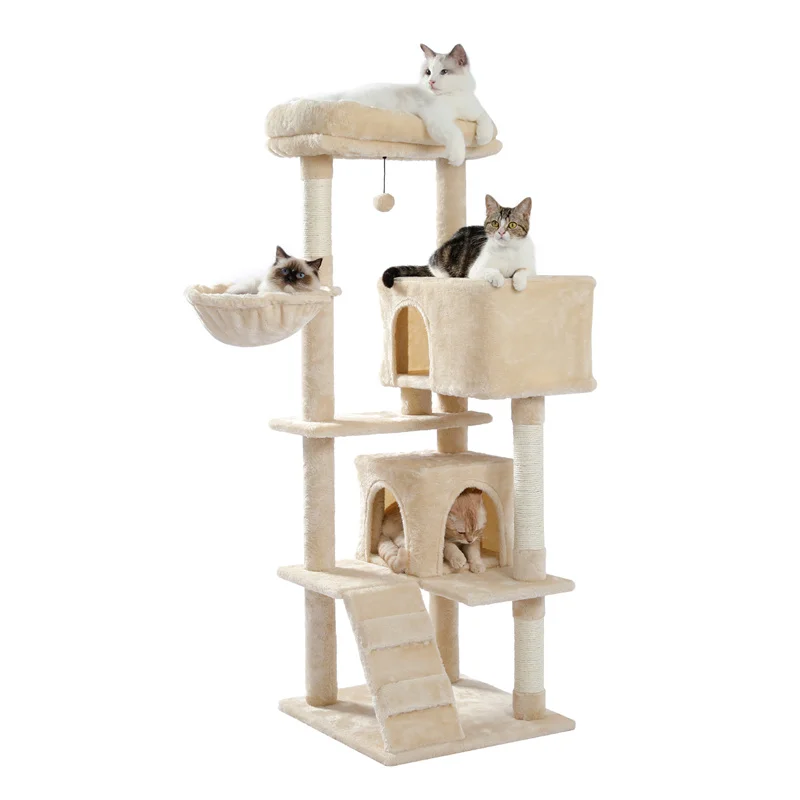 Imagem -05 - Árvore de Escalada para Gatos Árvore de Escalada para Gatos com Poste para Arranhar Cama de Vários Andares Torre com Gatinho para Atividades de Gato