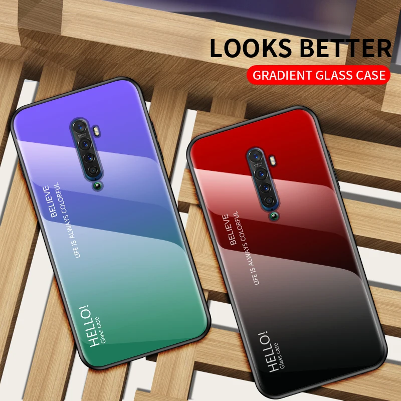 Glass Case for OPPO Reno 2 Z 2Z 2F Phone Case Silicone Bumper with Hard Glass Back Cover for Oppo Reno3 A5 2020 Find X2 X3 Pro