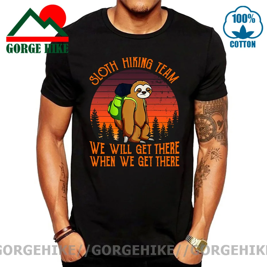 Sloth Hiking Team Tshirt Vintage SLoth Gift Climber Tee Hiker tee Mens outdoor Short Sleves camping hiking trekking T Shirts