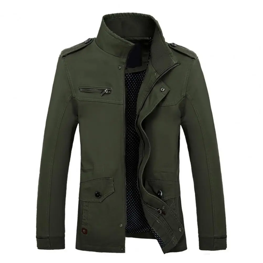 Abrigo de cuello alto para hombre, chaqueta informal de poliéster transpirable para uso diario, otoño