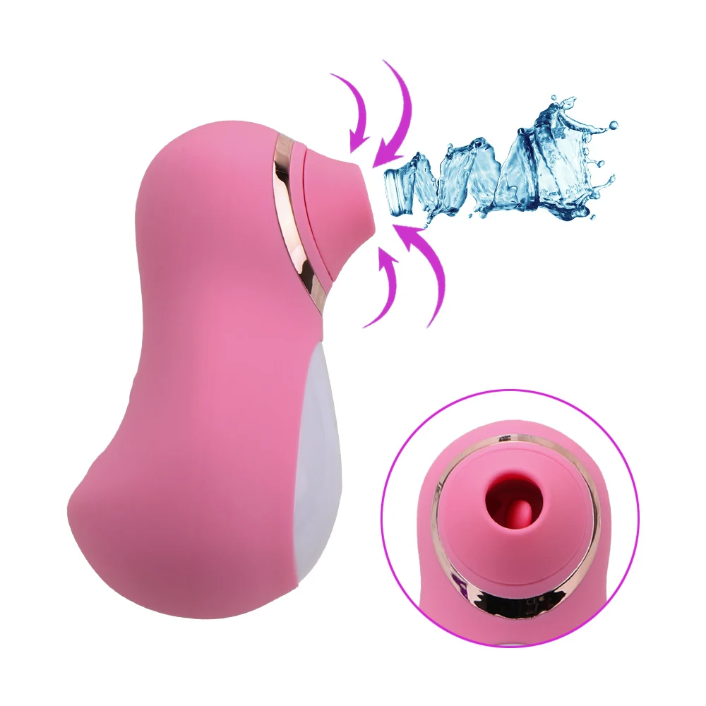 Erotic Penguin Vibrator Nipple Clitoral Stimulator 10 Speeds Silicone G-spot Sex Oral Licking Tongue Sucking Sex Toys for Women