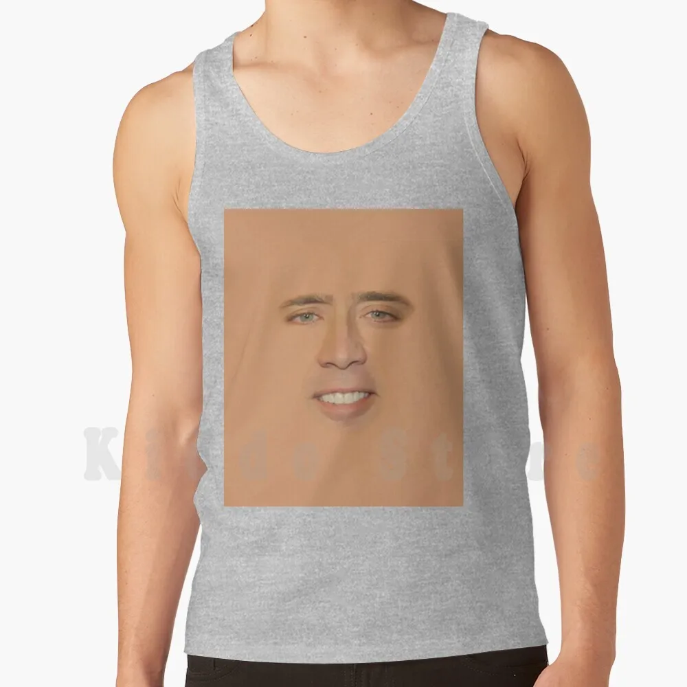 Nicolas Cage Full Face Tank Tops Vest 100% Cotton Nicolas Cage Nicholas Face Full Off Face Off Nicolas Cage Funny Funny