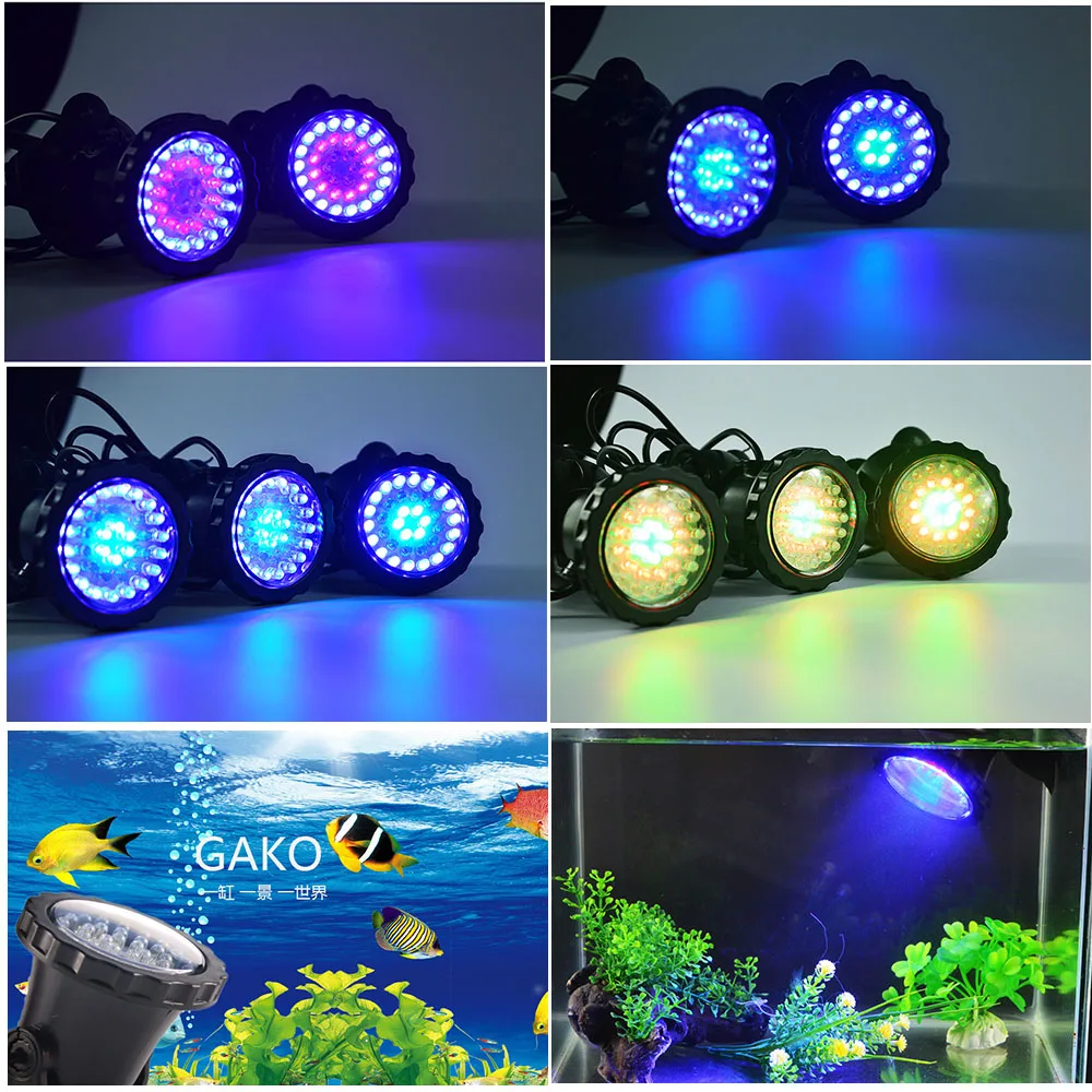 RGB LED Underwater Lights Waterproof Aquarium Lamp Landscape Spot Light for Swimming Pool Fountains Pond Water Garden