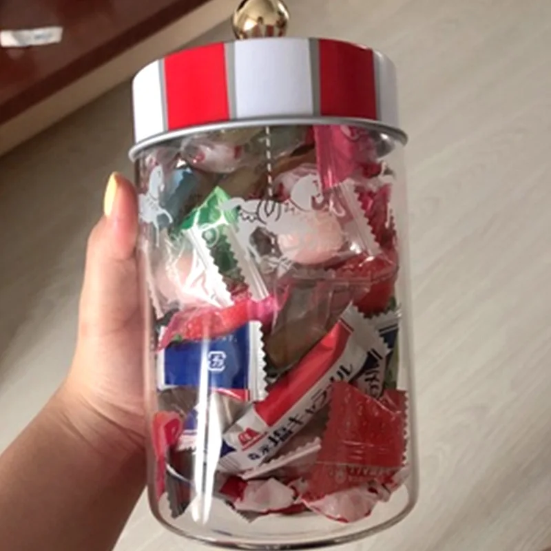 Carousel Glass Sealed Jar Sundries Storage Bottle Coffee Powder Tea Candy Jar Box Kitchen Food Storage Container Home Decoration