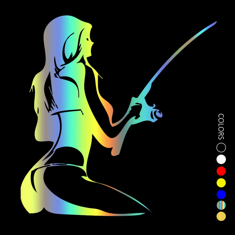 

30248# 15x15.3 cm girl fishing car sticker vinyl car decal waterproof stickers on car truck bumper rear window no background