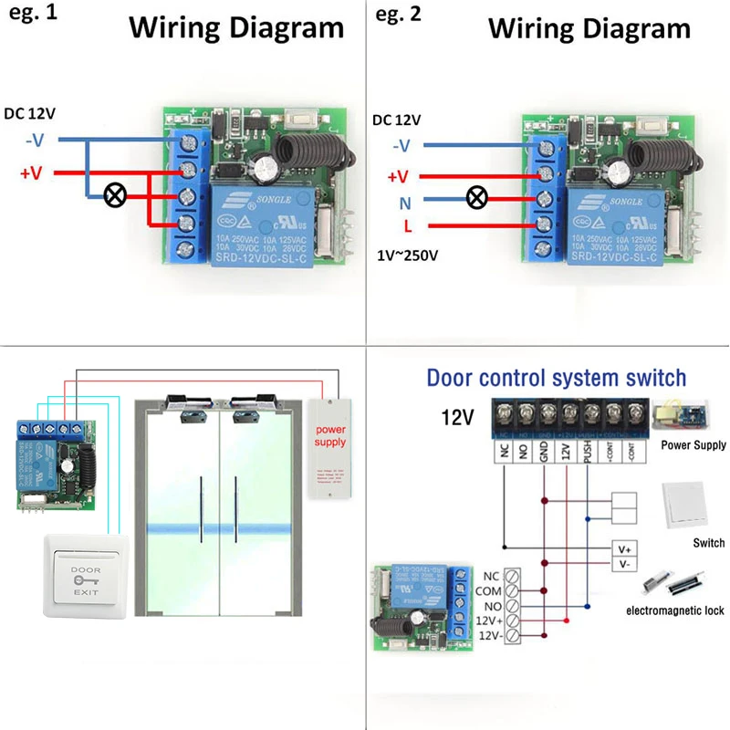 Wireless RF 433Mhz Universal DC12V 1CH Smart light switch Transmitter Garage Lamp Family Intelligence System Doors Gates Windows