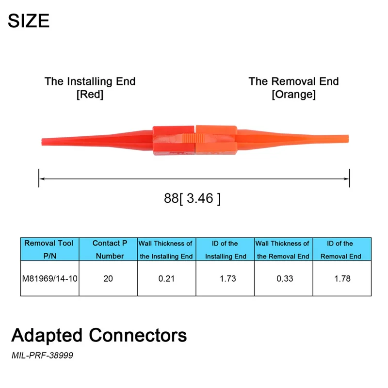 JRready M81969-14-10 Solid Barrel Installing Removal Tool Plastic Hand Tool Accessories For Electrical Wire Terminal Connectors