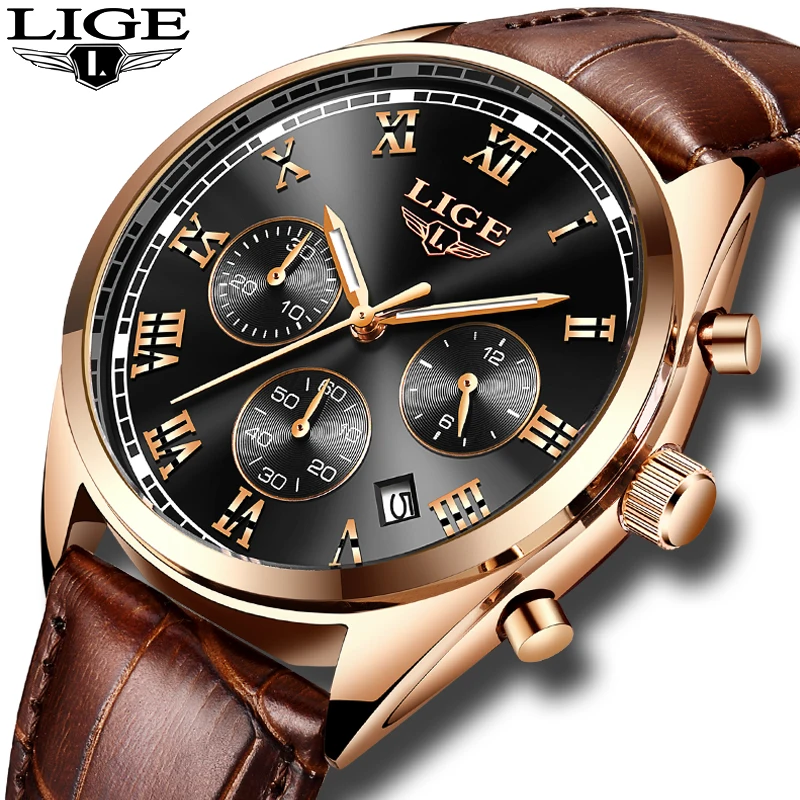 Mens Watches LIGE Top Brand Luxury Men\'s Fashion Business Waterproof Quartz Watch For Men Casual Leather Watch Relogio Masculino