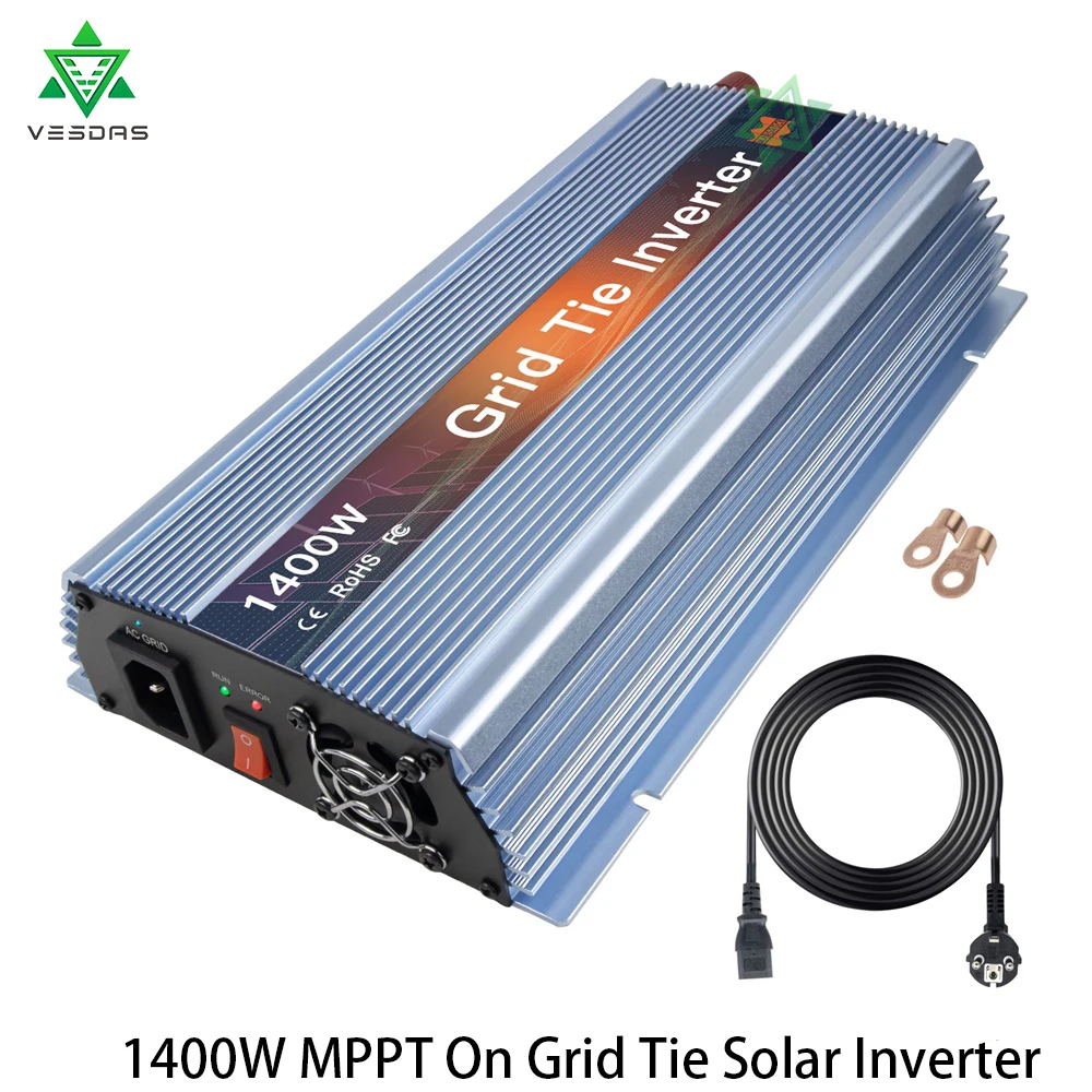 Ship from Spain 1400W Home On Grid Tie Inverter 18V 30V 36V Solar Inversor Pure Sine Wave 110V 220V AC For 36 60 72 Cells