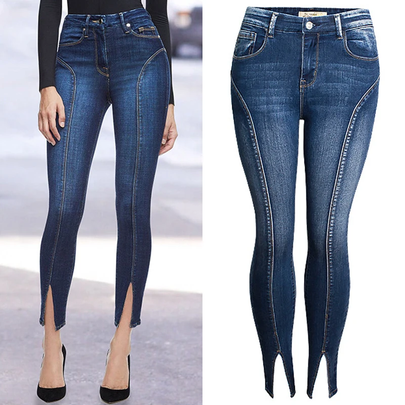 Celana Jeans Denim ramping wanita celana panjang crop Split pergelangan kaki celana Denim wanita Boyfriend Streetwear pakaian berkualitas tinggi 3XL