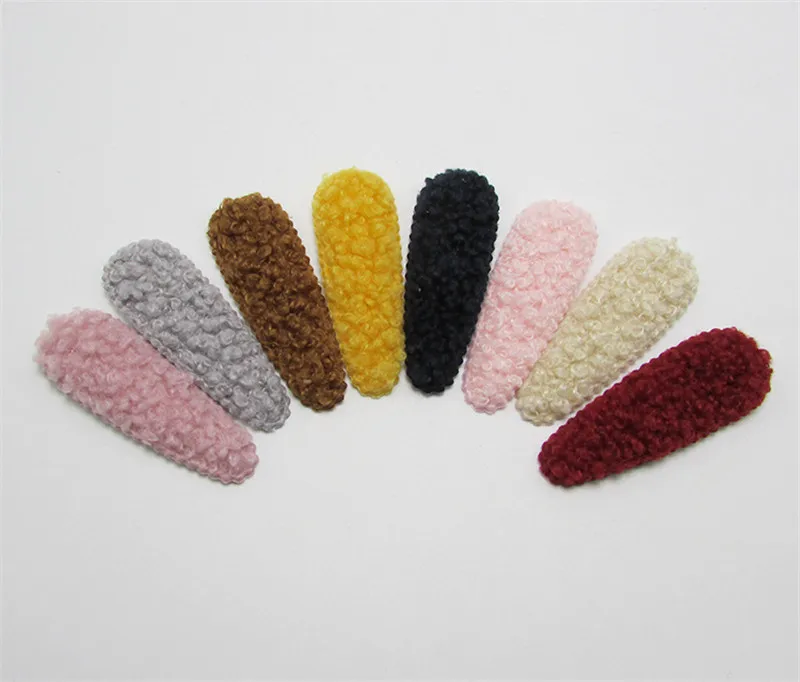 40Pcs/Lot 5.6x2CM Plush Velvet Rabbit Hair Clip Cover Padded Appliques DIY Handmade Children Headwear Accessories