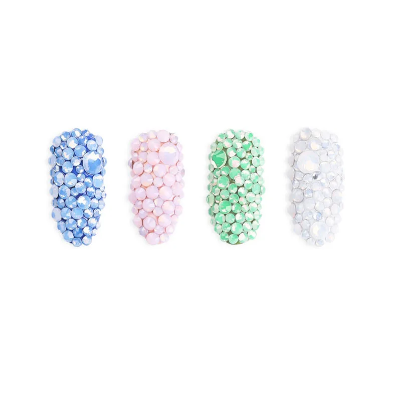 350Pcs Mix opale Crystal Nail Art strass 3d Charm Glass Flatback Non Hotfix decorazioni adesive per gioielli per unghie fai da te