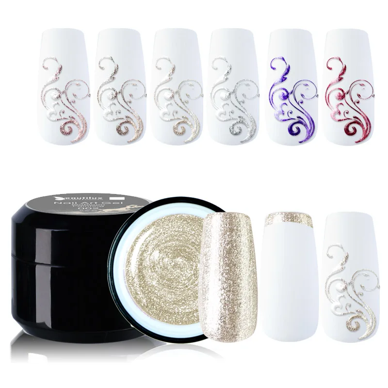 Beautilux-Gel de pintura de platino, alto brillo, multifuncional, diseño artístico de uñas, laca de Gel UV LED, barniz de Geles profesionales de salón, 6g