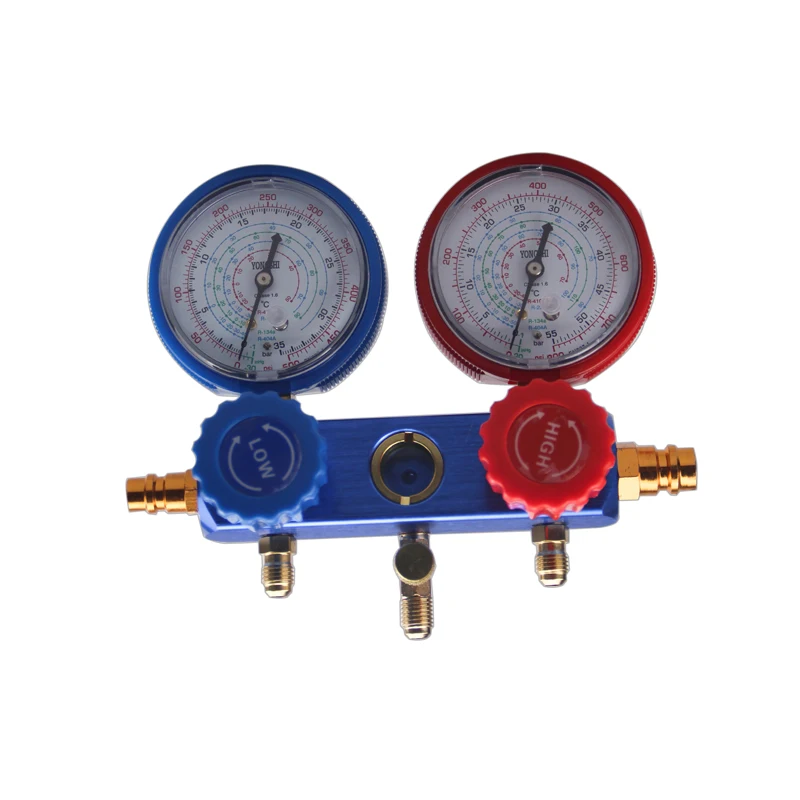 Refrigerant Manifold Pressure Gauge Set Barometers Air Conditioning Tools with Hose and Hook for R134A R410 R22 R12 R404A