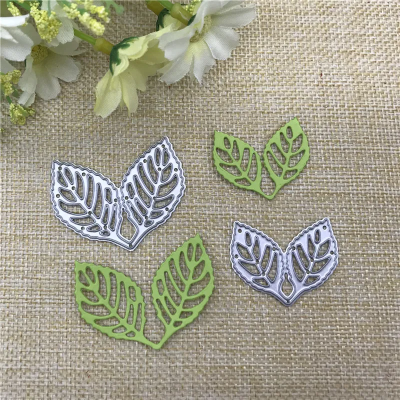 2pcs Leaf Metal stencil mold Cutting Dies decoration scrapbook die cuts Album Paper Craft Embossing DIY Card Crafts