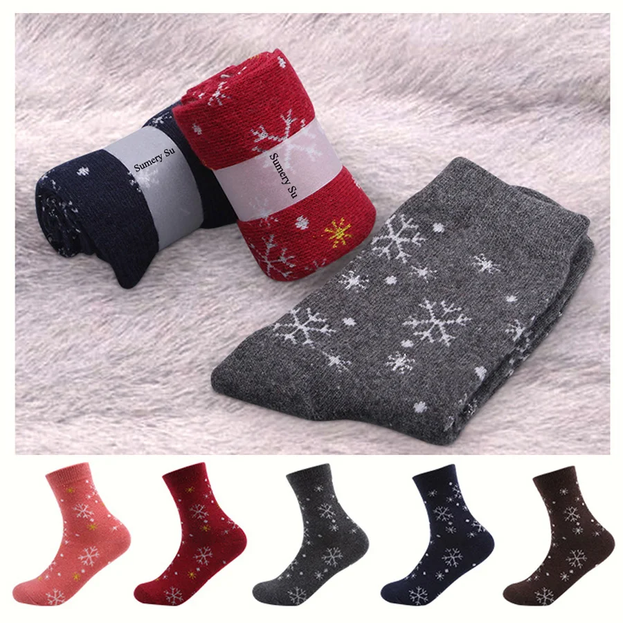 5 paia/lotto calzini di lana donna caldo inverno neve motivo floreale cervo Cashmere calzini caldi signore ragazze regalo di natale 5 stili