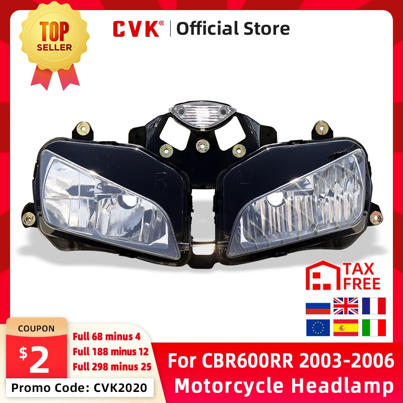 CVK Motorcycle Headlight Headlamp Head Light For HONDA CBR600RR 2003 2004 2005 2006 CBR600 CBR 600RR 03 04 05 06 Head Lamp Parts