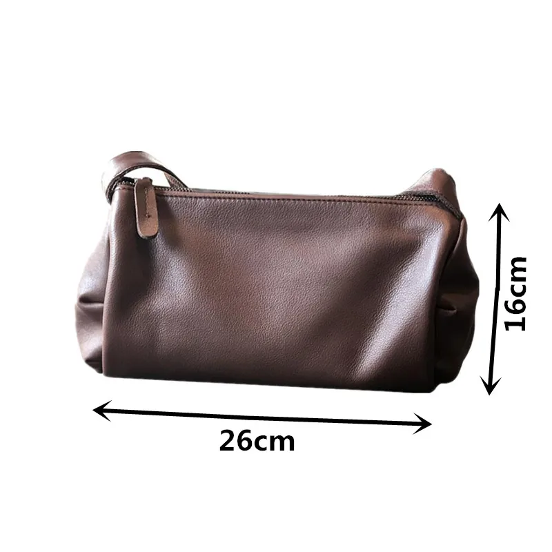 Genuine leather women\'s shoulder bag 2024 autumn and winter new cylindrical soft leather retro shoulder bag top layer cowhide