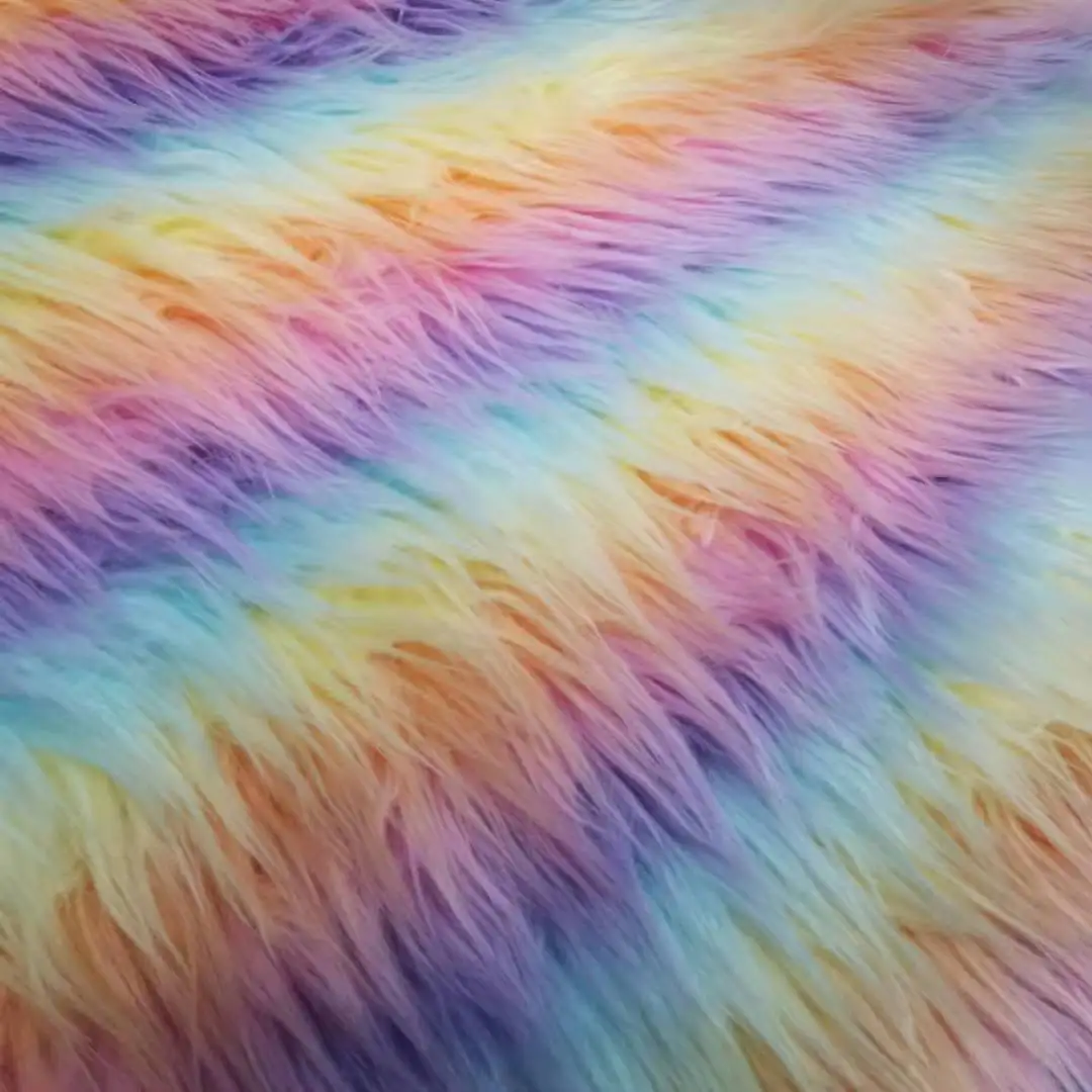 Rainbow Imitating Fox for Winter Coat Carpet Counter Cover Cosplay Colorful Artificial Fur