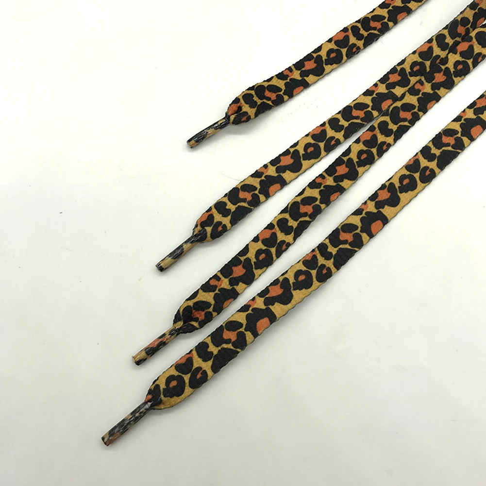 1 Pair Newest Classic Leopard Print Shoelaces Fashion Flat Laces Applicable to all kinds of shoes Leopard Print Shoestrings