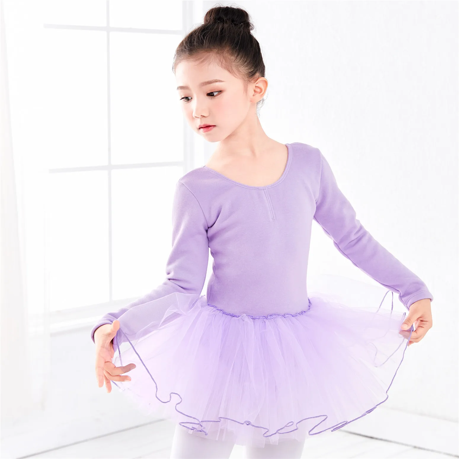 Leotardo de Ballet para niños, vestido de tul, leotardo de terciopelo grueso, tutú, otoño e invierno, novedad