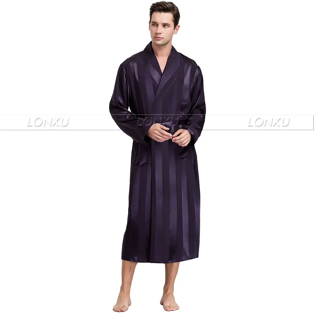 Mens Silk Satin Pajamas Sleepwear Robe Robes Bathrobe Nightgown S~3XL__For XMAS Gifts