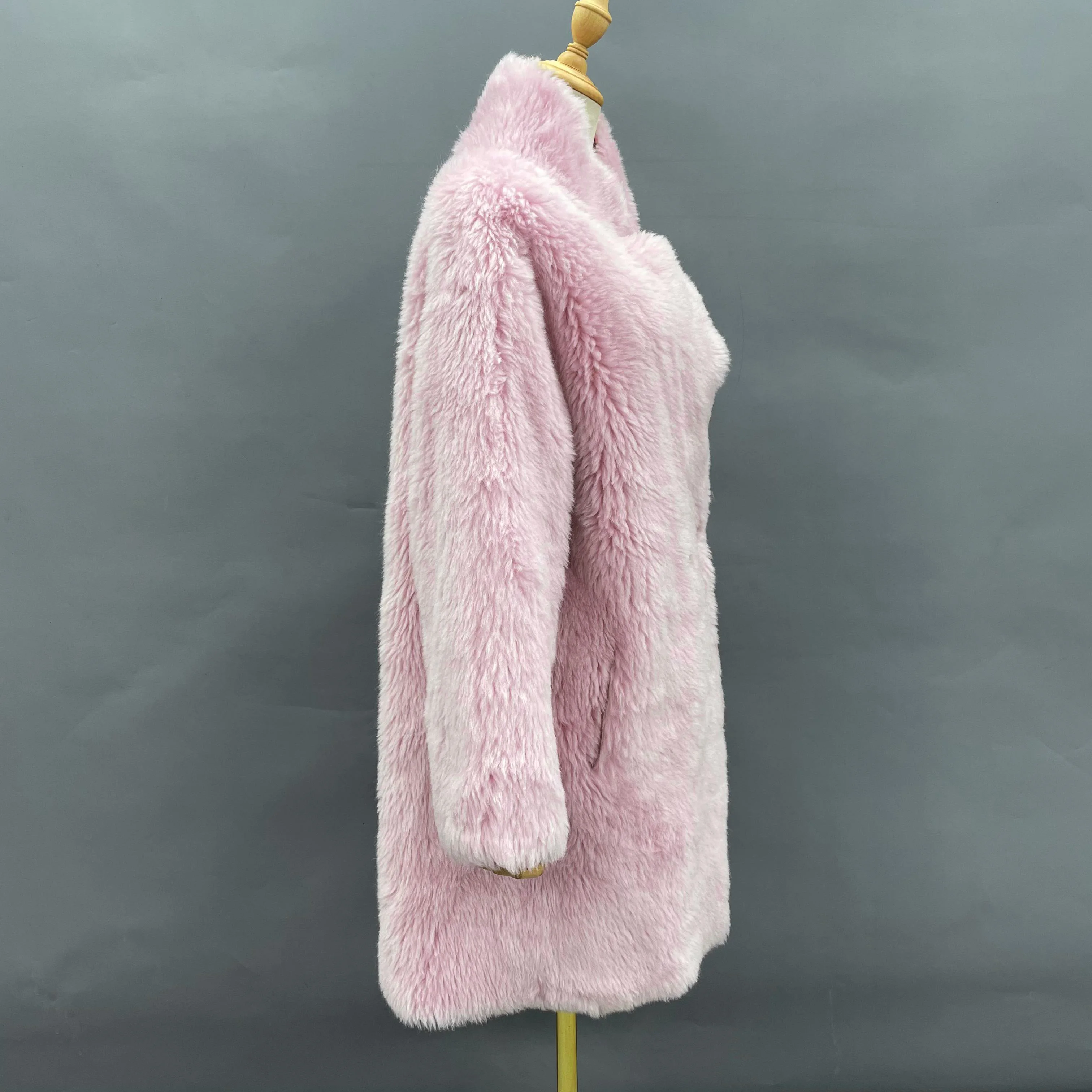 2021 Women Winter Jacket Real Sheep Shearing Coat Stand Collar Pearl Button Thick Warm Long Casual Style