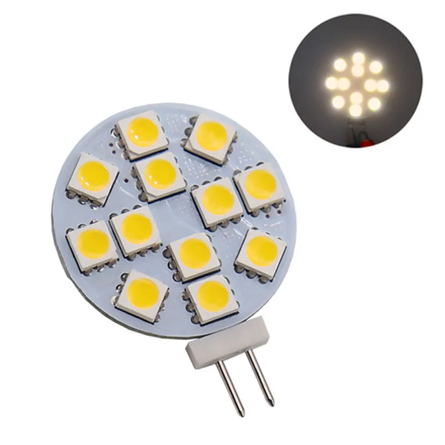 100Pcs/Lot Wholesale 2.5W Led Bulb DC12V 120 Degree G4 5050 SMD 12 Led 3000K Warm White Cool White 6500K Car Bulb